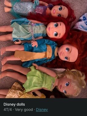 Disney Dolls Bundle - Red Hair & Green, Blue, Gold Outfits